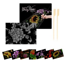 스크래치스토리뷰 스피엘 그림 DIY 8p + 홀더 + 스틱 2p 세트, 꽃 시리즈