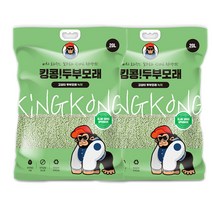 킹콩팩 응고형 고양이 두부모래 슬림입자 녹차향, 20L, 2개입