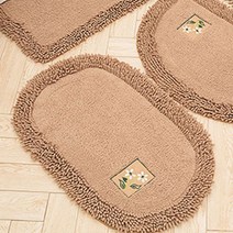 SN 자수패치 발매트 타원형, 브라운