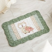 바이데코 순면 워싱 발매트, 플라워 부엉이 그린