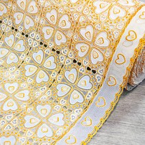 데코리아 북유럽스타일 방수코팅 레이스식탁보 FL-2938BGH, 베이지골드 하트, 500 x 49cm