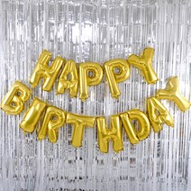 파티쇼 메세지은박풍선세트, 생일골드커튼실버, 1세트