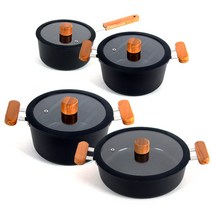 리빙해피 피오르드 인덕션 냄비모음세트 4종, 혼합 색상, 냄비 편수 18cm + 양수 20cm + 24cm + 전골 24cm