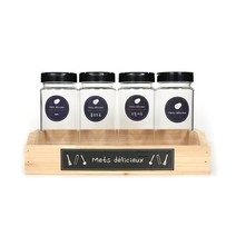 마카 양념병뚜껑 300ml x 4p 선반 세트, 1세트, 양념병 4p + 선반 + 양념병 레터링 스티커