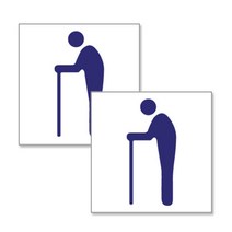 쁘띠팬시 F4020 아크릴 표지판 120 x 120 mm, 노약자, 2개입