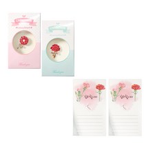 투영디자인 카네이션 땡큐 브로치 2종 + 카드 랜덤 발송, 혼합 색상, 1세트