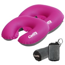 콘츠 퀵 에어 목베개 2p + 고급파우치 2p, 레드핑크, 1세트