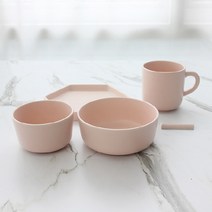 쓰임 마리벨 1인 홈식기세트 5p, 코지핑크, 공기 + 대접 + 머그컵 400ml + 육각접시 중 + 수저받침, 1세트