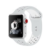 우수스 애플워치 3/4/5 이중버클 투컬러 실리콘 밴드 M/L (38/40mm 호환 가능), 실버화이트, 1개