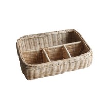 꾸미까 라탄 라운딩 4칸 정리함, 내츄럴, 1개