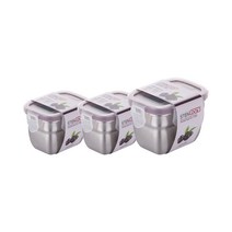 스텐락 클래식 스텐밀폐용기 직사각 2호 160ml, 3개