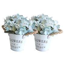 메이코플라워 조화 플라워 가든 러블리수국 화분, 블루, 2개