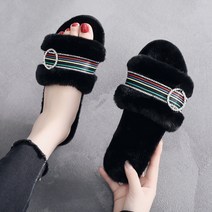 올나인 큐빅 링 부드러운 털 슬리퍼