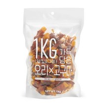 슈퍼츄 일킬로그램 가득 담은 강아지 육포 1kg, 오리가슴살 + 고구마, 1개