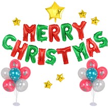 파티쇼 메세지 은박 풍선 크리스마스 세트 1번, 혼합 색상, 1세트