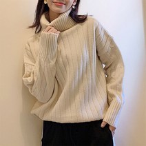 오키진 여성용 치스터 터틀넥 니트