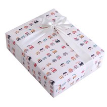 패턴포장지 52 x 74 cm 10p + 25mm 공단리본 9.1m, 포장지(베이지기차), 리본(크림), 1세트
