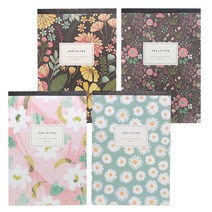 핑크풋 꽃길 패드 편지지 4000 4종 세트, 버건디핑크, 버건디옐로우, 민트, 핑크, 1세트
