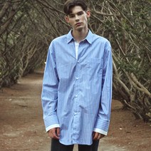 가먼트레이블 남성용 Cuffs Layered Over Stripe Shirt
