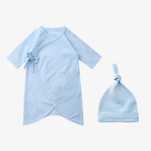 베베니즈 파스텔컬러 배냇가운 모자세트