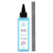 더허브샵 대용량 오일 차량용 디퓨저 120ml 리필 + 뾰족 캡 + 섬유스틱 3p 세트, 아쿠아 체리블라썸, 1세트
