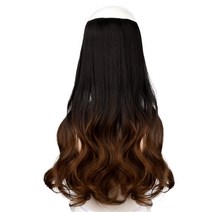 투컬러 웨이브 붙임머리 40cm 190g, 블랙 + 라이트브라운, 1개