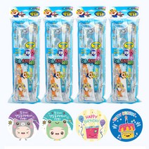 뽀로로 어린이 치약 4p + 칫솔 4p 랜덤발송 + 스티커 8종 x 2p, 1세트