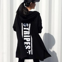 매드시스터 여성용 스트립스 오버핏 후드집업