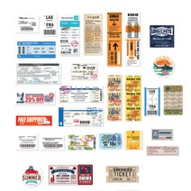 비행기 보딩패스 스티커 29종 세트, 혼합색상, 1세트