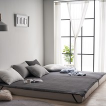 에코데코 로디나 순면 60수 워싱 피그먼트 패밀리 침대패드, 차콜