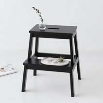 마켓비 HAN BEKJE 원목 스텝 스툴, 빈티지블랙