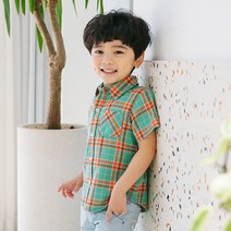 라라아망 남아용 마블 체크 셔츠