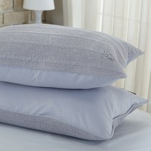 지베딩 코튼 인견 베개 커버 + 솜 세트, 그레이