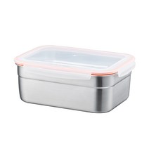 한일스텐레스 오딘 직사각 스텐 밀폐용기 6호 1750ml, 1개, 용기 + 뚜껑