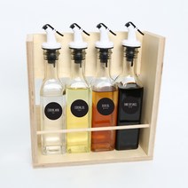 생활만 오일병 원터치퓨어러 오일병 스몰 250ml x 4p + 라벨 24종 + 우드 선반 중 세트, 1세트