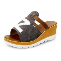 마켓A 가죽벨트 제트 웨지 통굽 슬리퍼