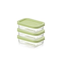 글라스락 이지오픈 직사각 밀폐용기 세트 리프그린 400ml, 1세트, 용기 3p