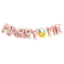 조이파티 MARRY ME 알파벳 은박풍선 + 은박 다이아반지 미니쉐입 풍선 + 컵스틱 세트, 로즈골드, 1세트