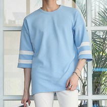 단군 남성용 엠보싱 라운드 오버핏 7부 티셔츠 DGT178