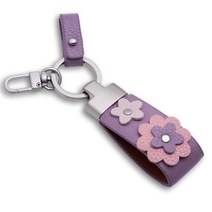 무에뜨 소가죽 플라워 자동차 키링 퍼플, 1개