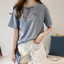 세컨핑크 여성용 스테파니 스카프 반팔 티셔츠 SPC922
