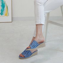 여성용 하늘하늘 펀칭 뮬슬리퍼 4cm