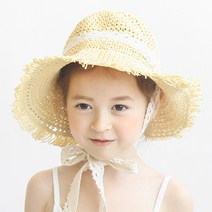 베이비블리 여아용 레이스끈 밀짚모자