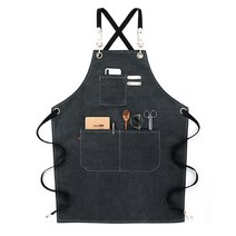 더블 라인 크로스 캔버스 앞치마, 블랙, 1개