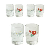 로코리빙 썸머플라워 글라스 250ml 2종 x 3p세트, 레드, 화이트, 1세트