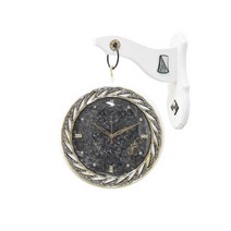 사각 펄 앤틱 양면 벽시계 + 거치대 세트, 블랙