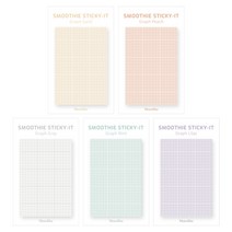 모노라이크 스무디 스티키 점착메모지 Graph 5종 x 50p, Graph Sand, Graph Peach, Graph Gray, Graph Mint, Graph Lilac, 1세트