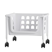 보노하우스 이동식 바퀴형 1단 오픈스텝 바스켓, 화이트, 1개