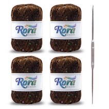 로라 스팽글 뜨개실 55g x 4p + 코바늘, 새들브라운(6019)
