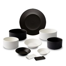다소다 라인 2인조 홈세트 10p, 무광택블랙,화이트, 식기 10종